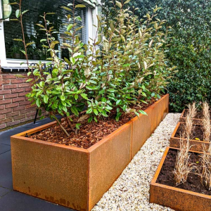 Cortenstaal plantenbak Rechthoek XL 320x60 H=80 cm MET bodemplaat