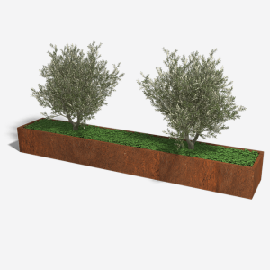 Cortenstaal plantenbak Rechthoek XL 360x60 H=40 cm MET bodemplaat