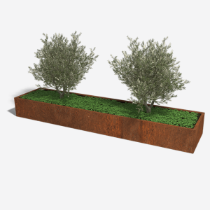 Cortenstaal plantenbak Rechthoek XL 360x80 H=30 cm MET bodemplaat