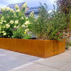 Cortenstaal plantenbak Rechthoek XL 400x120 H=80 cm MET bodemplaat