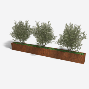 Cortenstaal plantenbak Rechthoek XL 400x30 H=60 cm MET bodemplaat