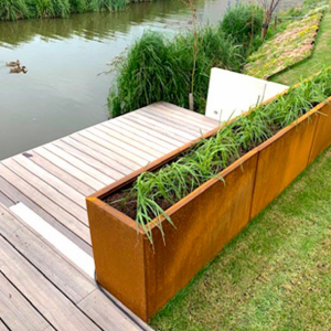 Cortenstaal plantenbak Rechthoek XL 400x40 H=60 cm ZONDER bodemplaat