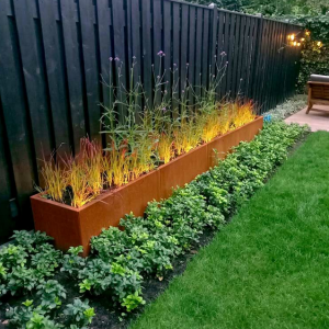 Cortenstaal plantenbak Rechthoek XL 400x50 H=60 cm ZONDER bodemplaat