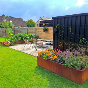 Cortenstaal plantenbak Rechthoek XL 400x80 H=30 cm ZONDER bodemplaat