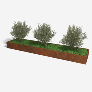Cortenstaal plantenbak Rechthoek XL 480x100 H=60 cm MET bodemplaat