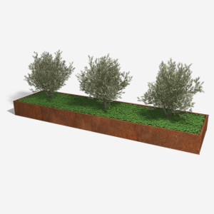 Cortenstaal plantenbak Rechthoek XL 480x120 H=40 cm MET bodemplaat