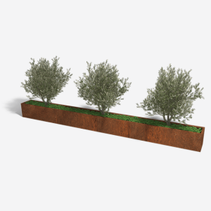 Cortenstaal plantenbak Rechthoek XL 480x50 H=40 cm MET bodemplaat