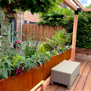 Cortenstaal plantenbak Rechthoek XL 480x40 H=80 cm ZONDER bodemplaat