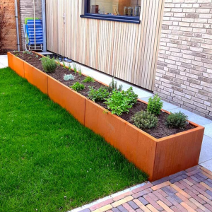 Cortenstaal plantenbak Rechthoek XL 480x80 H=60 cm ZONDER bodemplaat