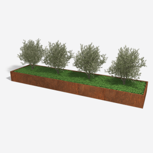 Cortenstaal plantenbak Rechthoek XL 500x120 H=60 cm MET bodemplaat