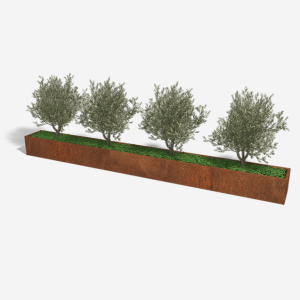 Cortenstaal plantenbak Rechthoek XL 500x50 H=40 cm MET bodemplaat