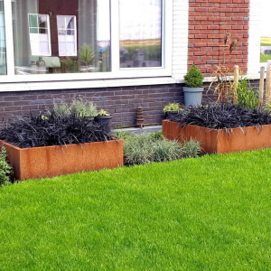 Cortenstaal plantenbak Vierkant 100x100 H=60 cm MET bodemplaat