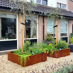 Cortenstaal plantenbak Vierkant 120x120 H=80 cm MET bodemplaat