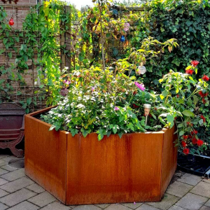 Cortenstaal plantenbak Zeshoek 103.9x119.3 cm H=60 cm ZONDER bodemplaat