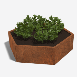 Cortenstaal plantenbak Zeshoek 138.6x159.3 cm H=30 cm ZONDER bodemplaat