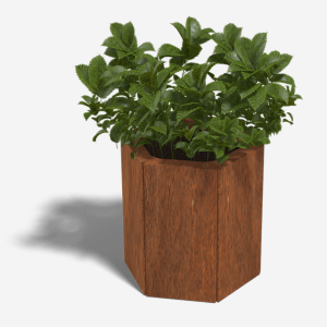 Cortenstaal plantenbak Zeshoek 34.6x39.3 cm H=100 cm MET bodemplaat