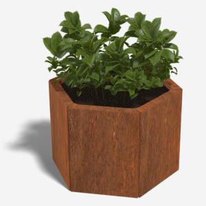 Cortenstaal plantenbak Zeshoek 52x59.3 cm H=60 cm MET bodemplaat