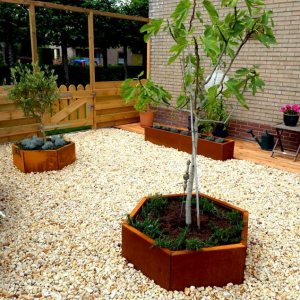 Cortenstaal plantenbak Zeshoek 86.6x99.3 cm H=50 cm ZONDER bodemplaat