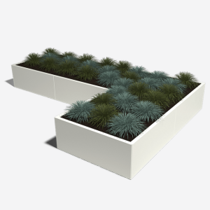 Gepoedercoat staal plantenbak Hoekopstelling 100 H=100 cm - Wit (RAL9010) MET bodemplaat