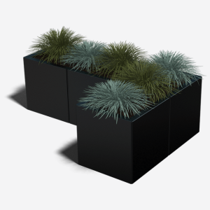 Gepoedercoat staal plantenbak Hoekopstelling 30 H=30 cm - Antraciet (RAL7016) MET bodemplaat