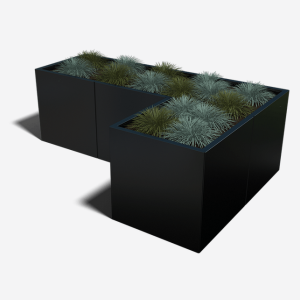 Gepoedercoat staal plantenbak Hoekopstelling 70 H=70 cm - Zwart (RAL9005) MET bodemplaat