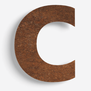 Cortenstaal huisnummer c - 15 cm