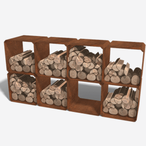 Cortenstaal houtopslag - 8 stuks