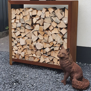Cortenstaal houtopslag 100x100x40