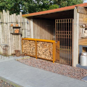Cortenstaal houtopslag 100x120x40