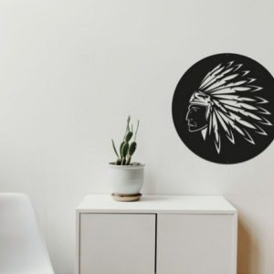 Wanddecoratie Indiaan Zwart (RAL9005) L