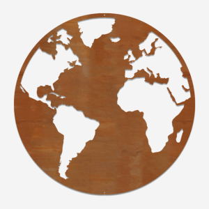 Wanddecoratie Wereldbol Cortenstaal L