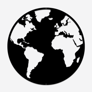 Wanddecoratie Wereldbol Zwart (RAL9005) L