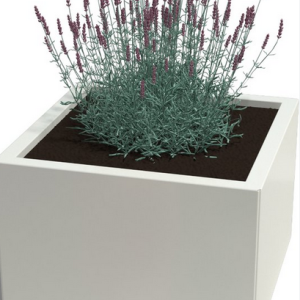 Gepoedercoat staal plantenbak Rechthoek 50x60 H=80 cm - Wit (RAL9010) MET bodemplaat + (8) voeten
