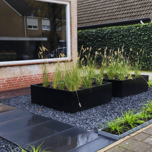 Gepoedercoat staal plantenbak Rechthoek 50x80 H=30 cm - Antraciet (RAL7016) MET bodemplaat