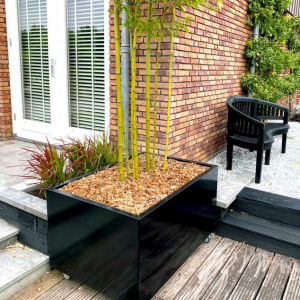 Gepoedercoat staal plantenbak Rechthoek 60x80 H=40 cm - Antraciet (RAL7016) MET bodemplaat + (8) voeten