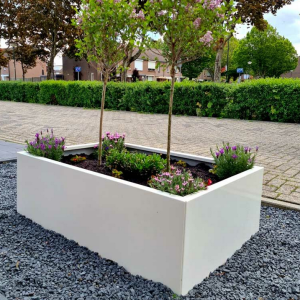Gepoedercoat staal plantenbak Rechthoek 80x120 H=40 cm - Wit (RAL9010) MET bodemplaat