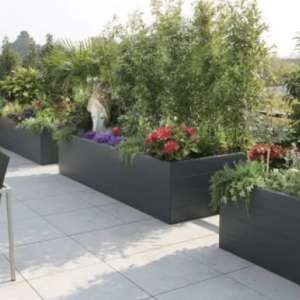 Gepoedercoat staal plantenbak Rechthoek XL 160x100 H=60 cm - Antraciet (RAL7016) ZONDER bodemplaat