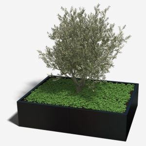 Gepoedercoat staal plantenbak Rechthoek XL 160x120 H=60 cm - Zwart (RAL9005) ZONDER bodemplaat