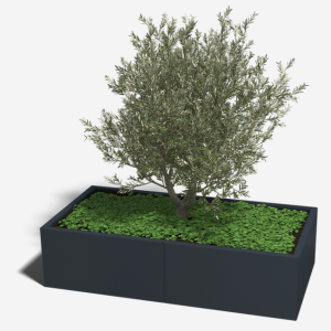 Gepoedercoat staal plantenbak Rechthoek XL 160x80 H=80 cm - Zwart (RAL9005) MET bodemplaat