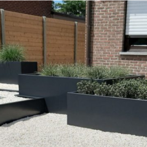 Gepoedercoat staal plantenbak Rechthoek XL 200x50 H=80 cm - Antraciet (RAL7016) MET bodemplaat