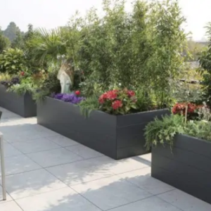 Gepoedercoat staal plantenbak Rechthoek XL 200x80 H=60 cm - Zwart (RAL9005) MET bodemplaat
