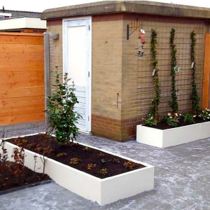 Gepoedercoat staal plantenbak Rechthoek XL 240x100 H=80 cm - Wit (RAL9010) MET bodemplaat