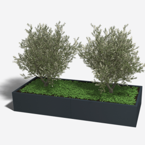 Gepoedercoat staal plantenbak Rechthoek XL 240x100 H=40 cm - Zwart (RAL9005) ZONDER bodemplaat