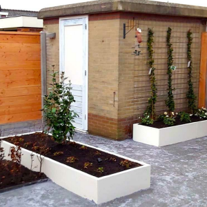 Gepoedercoat staal plantenbak Rechthoek XL 240x120 H=80 cm - Wit (RAL9010) MET bodemplaat