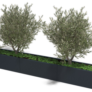 Gepoedercoat staal plantenbak Rechthoek XL 240x30 H=60 cm - Zwart (RAL9005) MET bodemplaat