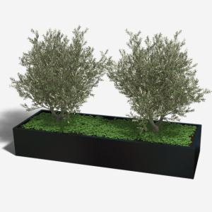 Gepoedercoat staal plantenbak Rechthoek XL 240x80 H=30 cm - Zwart (RAL9005) MET bodemplaat