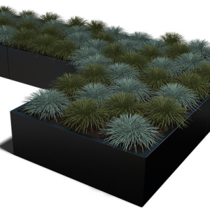 Gepoedercoat staal plantenbak Rechthoek XL 300x100 H=60 cm - Zwart (RAL9005) ZONDER bodemplaat