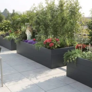 Gepoedercoat staal plantenbak Rechthoek XL 300x120 H=40 cm - Antraciet (RAL7016) ZONDER bodemplaat