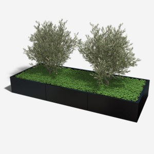 Gepoedercoat staal plantenbak Rechthoek XL 300x120 H=80 cm - Zwart (RAL9005) ZONDER bodemplaat