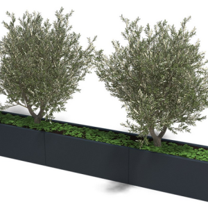 Gepoedercoat staal plantenbak Rechthoek XL 300x50 H=50 cm - Zwart (RAL9005) ZONDER bodemplaat